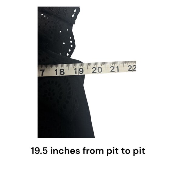 Black Doe & Rae Womens Eyelet Ruffle Sleeve Top M 100% Cotton - Picture 7 of 8